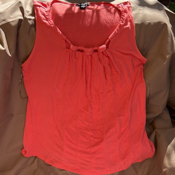 Sleeveless Knit Top Spring+Mercer,Size L ,Coral Orange,Triple Knot Design,EUC - Picture 6 of 10